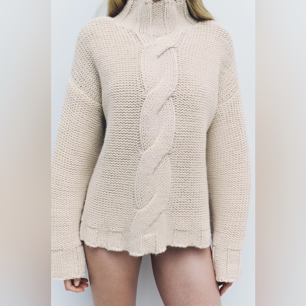 ZARA CABLE KNIT SWEATER CHUNKY - Picture 5 of 9